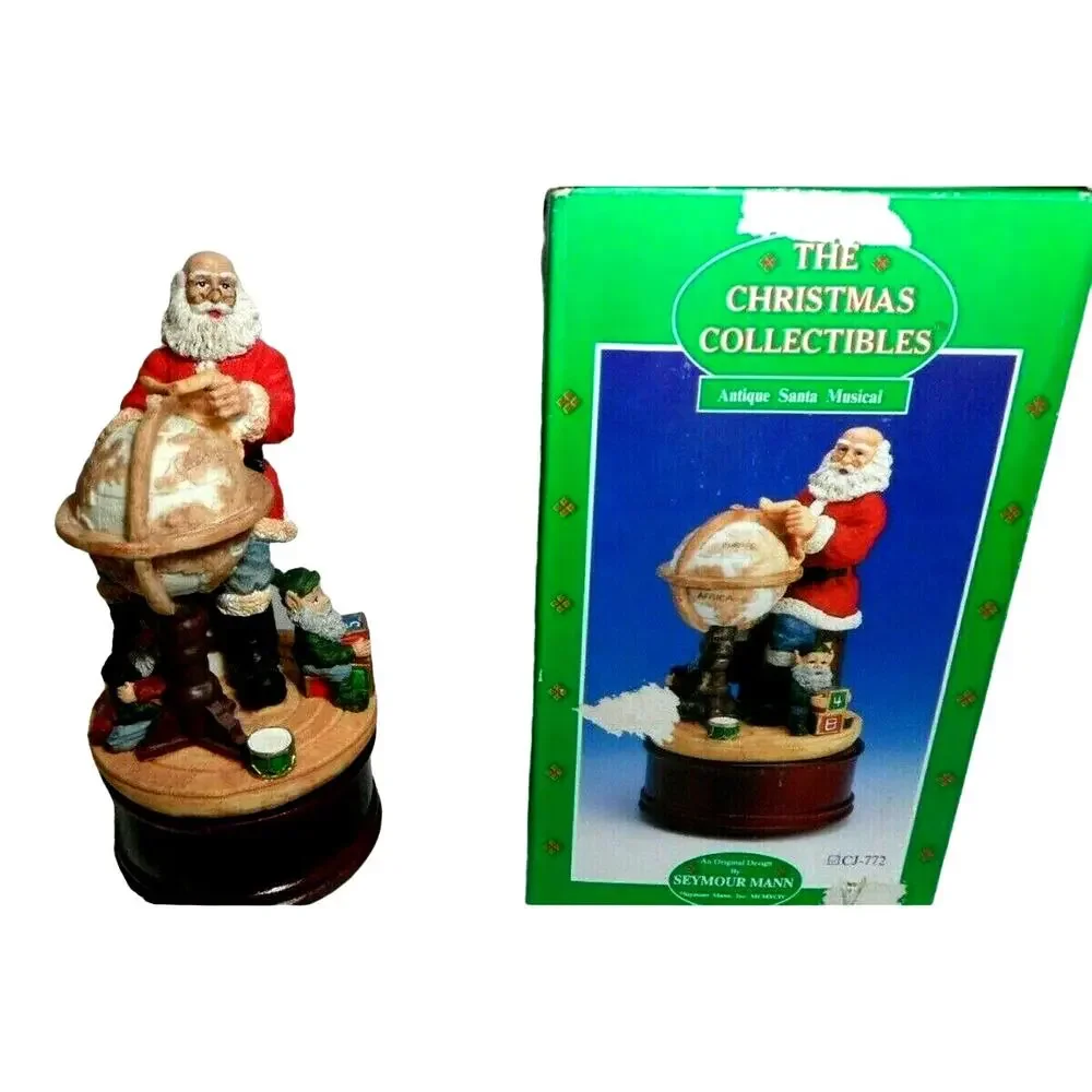 Vintage Seymour Mann Musical Santa Claus Is Coming To Town Porcelain Music Box